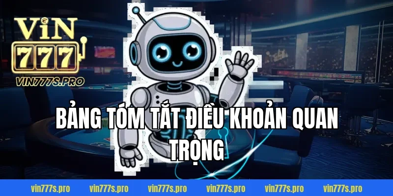 Bảng tóm tắt điều khoản quan trọng